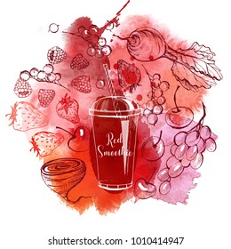 Watercolor smoothie. Vector background