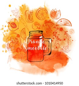 Watercolor smoothie. Vector background