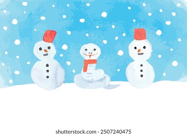 watercolor snake snowman winter greeting 2025 template
no text vector illustration 
