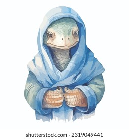 watercolor snake wearing clothes playful funny white background isolated. vector and illustration.