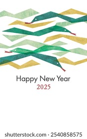 Watercolor snakes like cutouts New Year's card