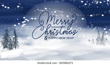 Watercolor Snow Winter Landscape Background