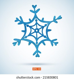 Watercolor snowflake. EPS 10. Transparency. Gradient.