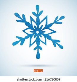 Watercolor snowflake. EPS 10. Transparency. Gradient.