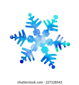 Watercolor Snowflake On A White Background. Vector 