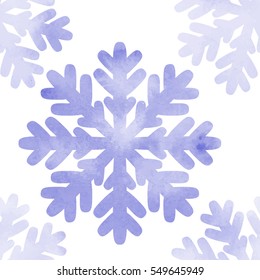 watercolor snowflakes seamless vector pattern