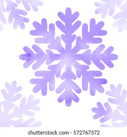watercolor snowflakes seamless vector pattern