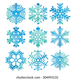 Watercolor snowflakes. Vector