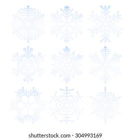 Watercolor snowflakes. Vector