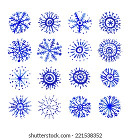 Watercolor snowflakes.Vector illustration.