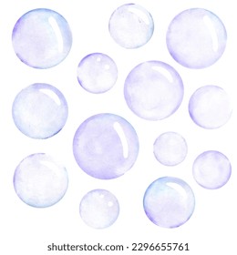 Watercolor soap bubbles. Vector pattern