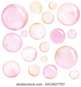 Watercolor soap bubbles. Vector pattern