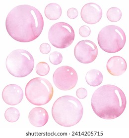 Watercolor soap bubbles. Vector pattern