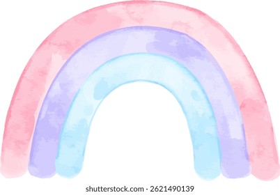 Watercolor Soft Colored Rainbow. Cute element suited for baby room decoration, nursery, and baby shower project. 