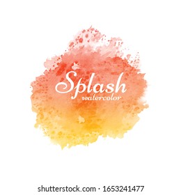 Color de agua suave color naranja fondo. Ilustración abstracta vectorial. Textura para gráficos. Colorido, pintura pastel salpicado, mancha en fondo blanco aislado. Copiar espacio. 