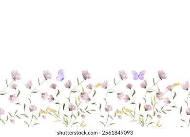 Watercolor soft purple floral frame for wedding, birthday, card, background, invitation, wallpaper, sticker, decoration etc.