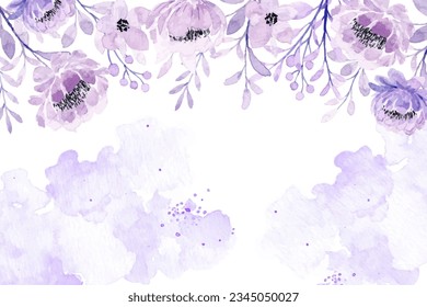 Watercolor soft purple flowers falling for wedding, birthday, card, background, invitation, wallpaper, sticker, decoration etc.