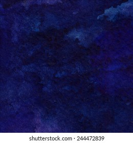 Watercolor space background. Cosmic backdrop with paint strokes and swashes. Vector texture.