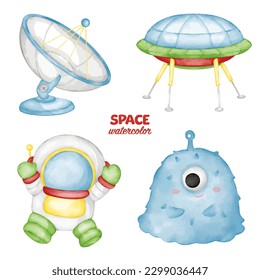 watercolor space universe cartoon clip art