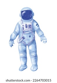 Watercolor spaceman, astronaut in space suit. Watercolor vector illustration