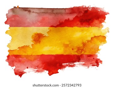 Watercolor Spain flag, vibrant colors, artistic design, patriotic symbol, abstract background, cultural representation.