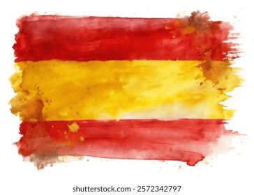 Watercolor Spain flag, vibrant colors, artistic design, patriotic symbol, abstract background, creative expression.