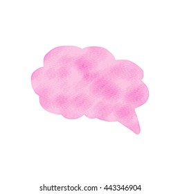 Watercolor speech bubble. Hand drawn vector illustration isolated on white. Pink watercolor background. Freehand frame. Light texture