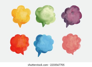 watercolor speech bubble isolated on white background. Hand drawn paint stain