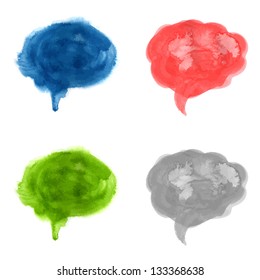 Watercolor Speech Bubble Set. Vector