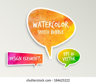 Watercolor Speech bubble set. Vector design. 