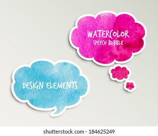 Watercolor Speech bubble set. Vector design. 