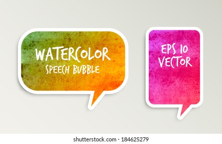 Watercolor Speech bubble set. Vector design. 