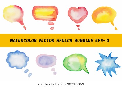 watercolor speech bubbles. Vector hand drawn clip-art 