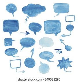 Burbujas del discurso de color de agua. Ilustración vectorial.