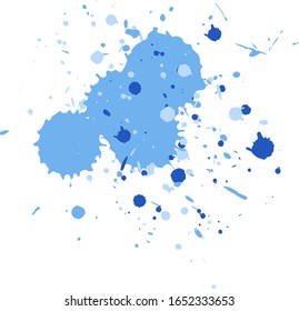 Watercolor splash in blue on white background illustration