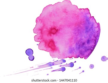 Watercolor splash with drops. Watercolor background. Grunge element for web and paper design