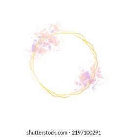 Watercolor splash with golden luxury geometric frames, luxury gold frames, or borders for wedding invitations and wedding cards
