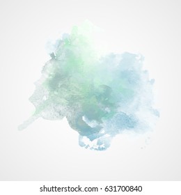 Watercolor Splash with gradient effect. Bright colorful grunge blob. Fashion, beauty,  posters and banners graphic design. Green and blue sea colors.