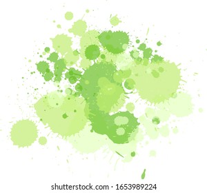 Watercolor splash in green on white background illustration