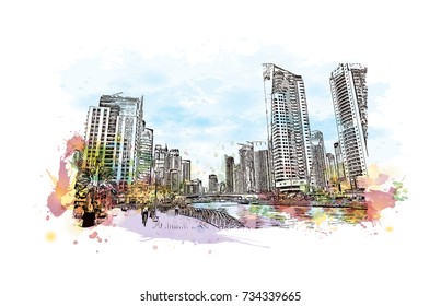 179 Dubai skyline colourful sketches Images, Stock Photos & Vectors ...