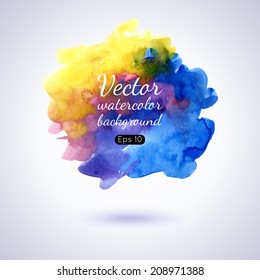 Watercolor splash. Realistic vector graphics. Hand drawn watercolor background for design. Colorful abstract vector stain.