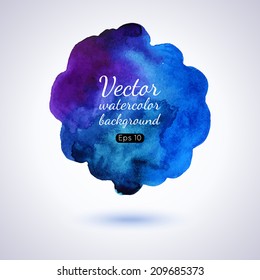 Watercolor splash. Realistic vector graphics. Hand drawn watercolor background for design. Colorful abstract vector stain.