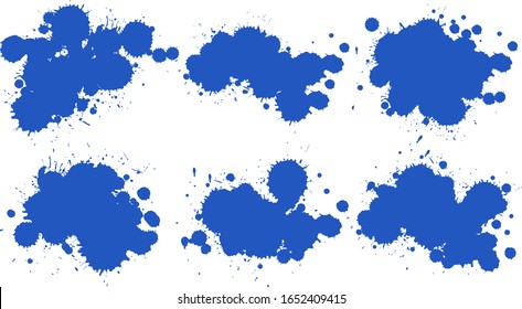 Watercolor splash in set of blue on white background illustration