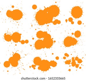 Watercolor splash in set of orange on white background illustration