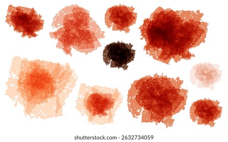 Conjunto de salpicaduras de acuarela en tonos rojos y marrones: Ilustración vectorial artística para proyectos de Diseño gráfico, aislado sobre fondo blanco para crear diseños y Plantillas increíbles