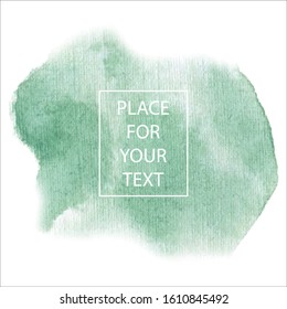 Watercolor splash stains elements for design. Mint, green and gray foggy colors