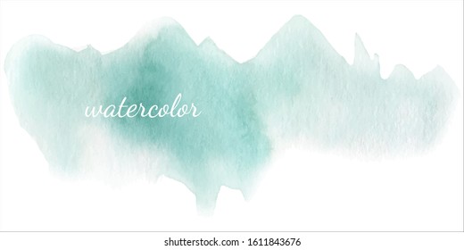 Watercolor splash stains elements for design. Mint, green and gray foggy colors
