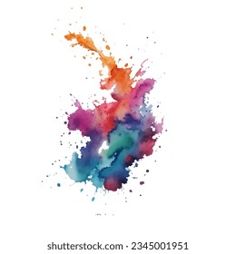 Watercolor splash. Water color  stain, brush paint texture, ink spot, yellow, blue and red rainbow set, aquarelle gradient abstract smudge. Vector background isolated elements