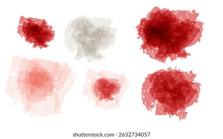 Salpicaduras de acuarela: Ilustración vectorial roja y gris Abstractas para proyectos de diseño moderno, delicado efecto de mancha para fondos artísticos y visuales creativos, textura decorativa