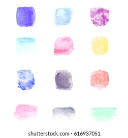 Watercolor splashes backgrounds. Vector design elements set.